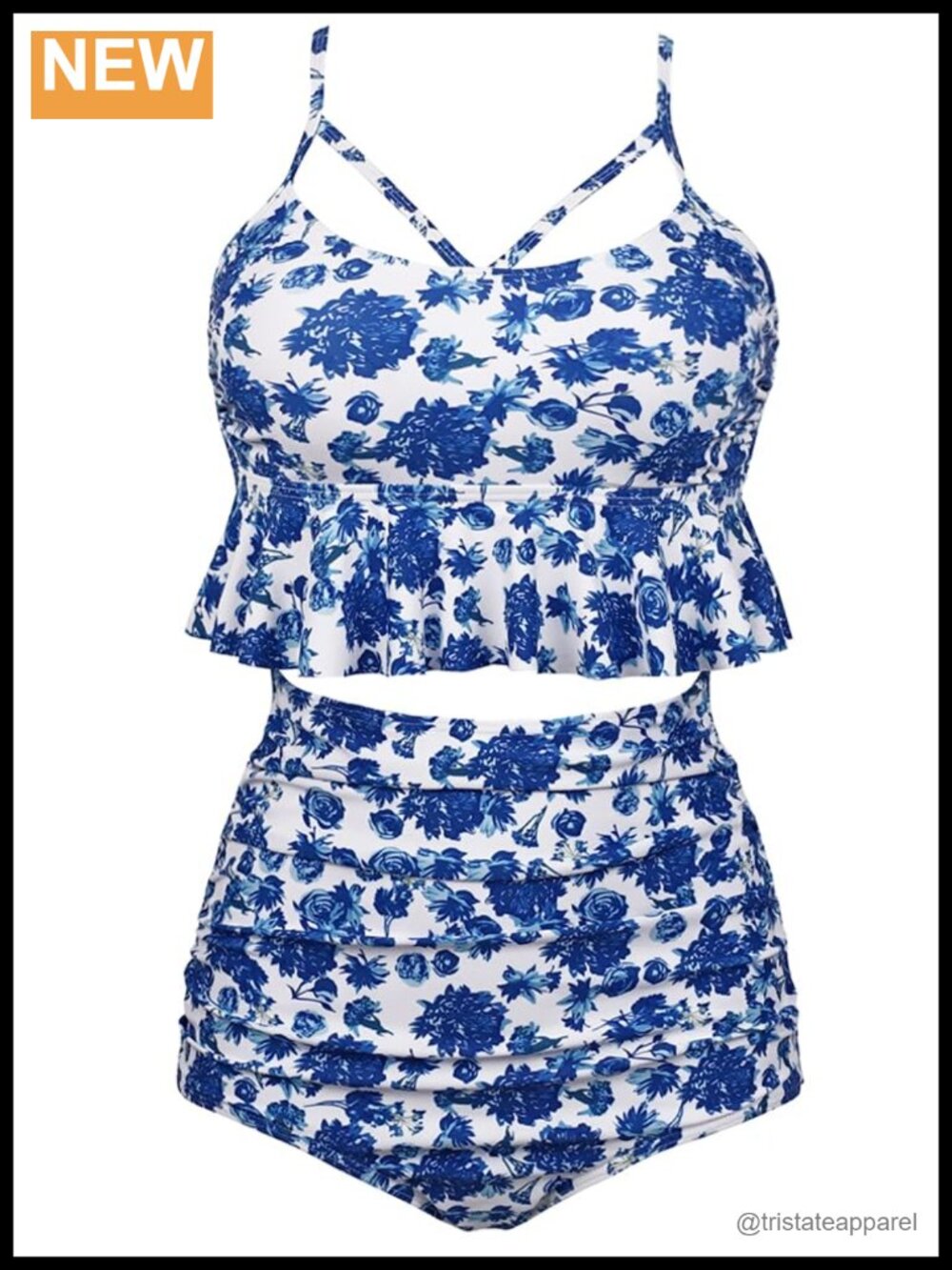 Women's Retro Boho Flounce High Waist Bikini Set Chic Swimsuit